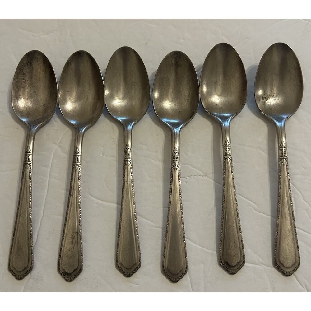Antique Wallco Sectional A1+ Silver plate Carlton Set (6) Art Deco Dinner Spoons